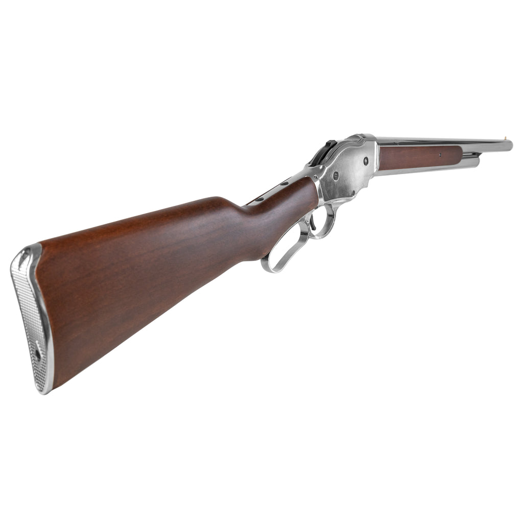 Golden Eagle M1887 Long Lever Action Shotgun (Silver/Wood) - Green Gas Gel Blaster