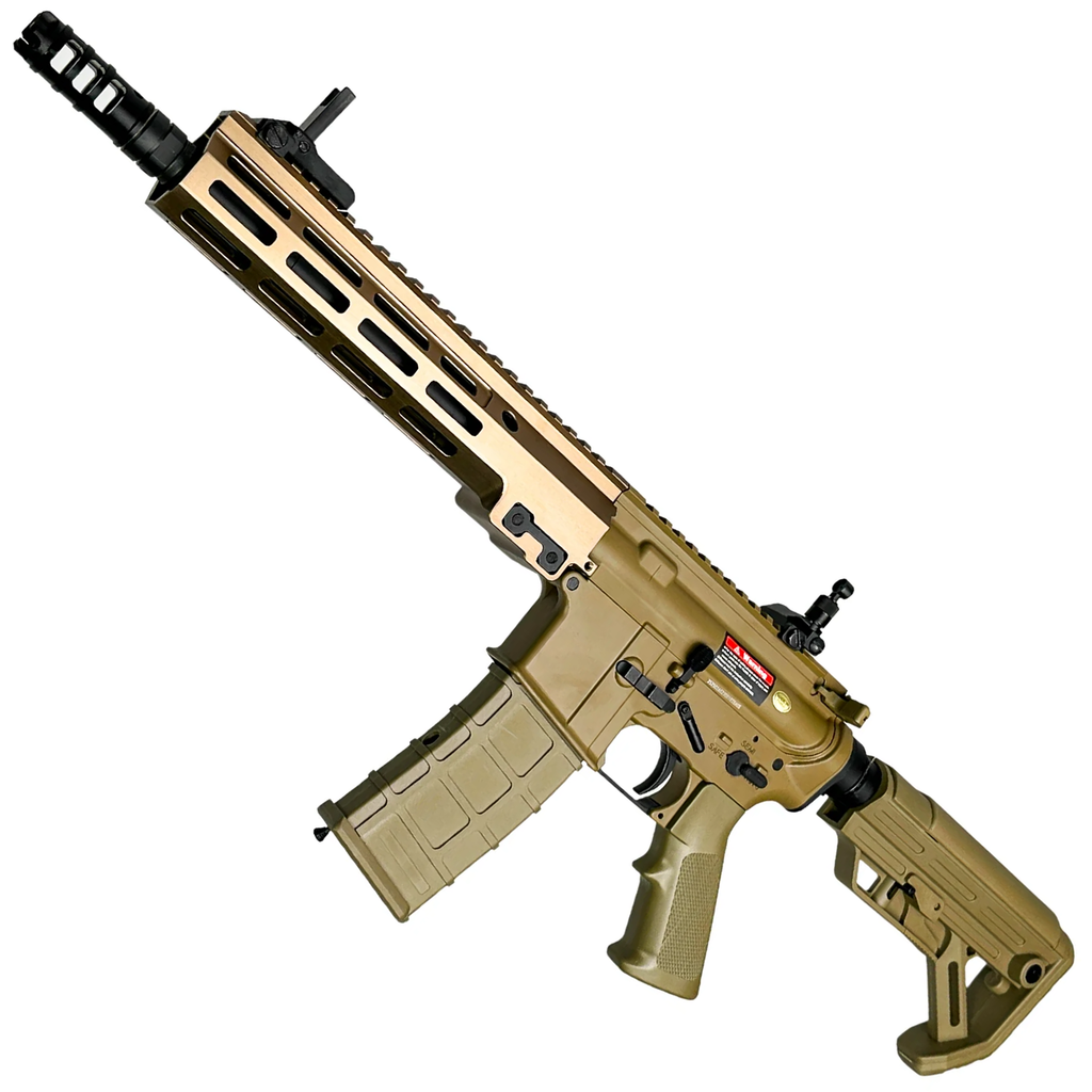 Golden Eagle M4 MK16 9" M-LOK (Tan) (Metal Gas Blowback Rifle) - Green Gas Gel Blaster